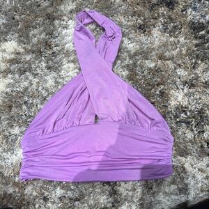 Purple H&M cropped halter top